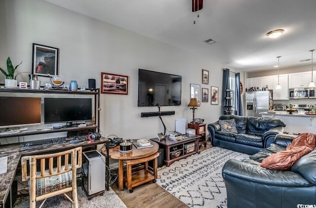 living room featuring light hardwood / wood-style floors