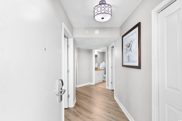 hall with light hardwood / wood-style flooring