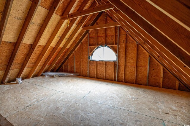 view of unfinished attic