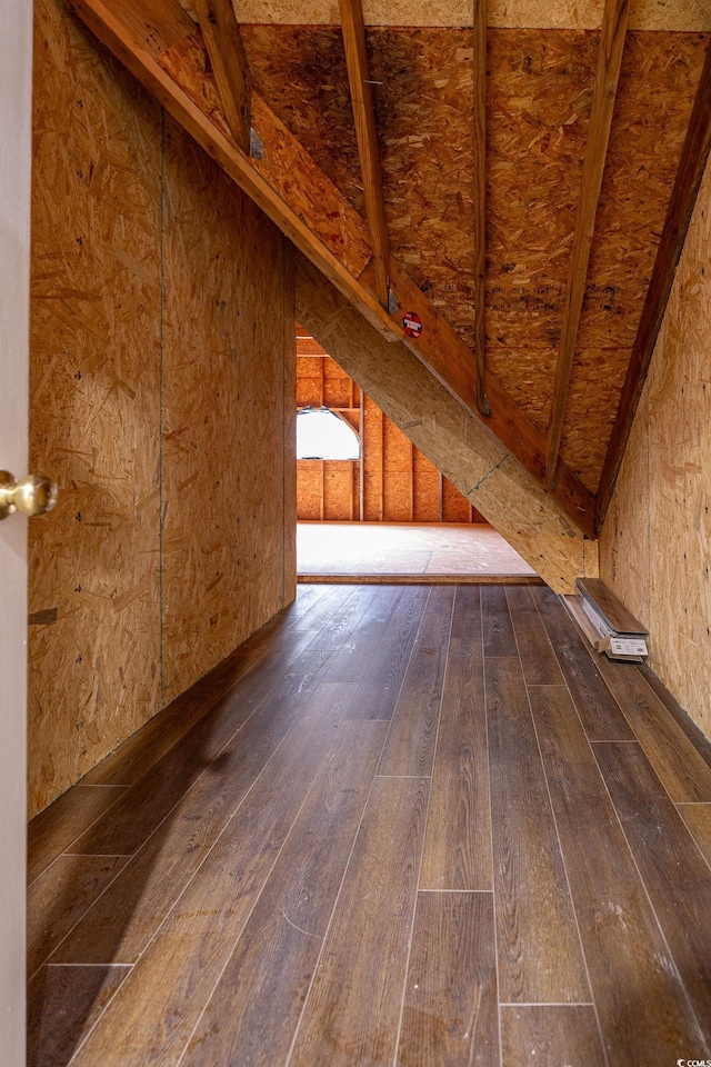 view of unfinished attic