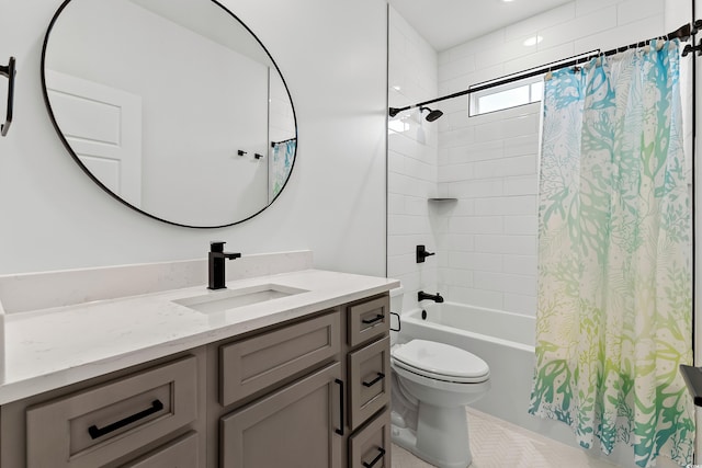 full bathroom featuring vanity, toilet, and shower / bath combo