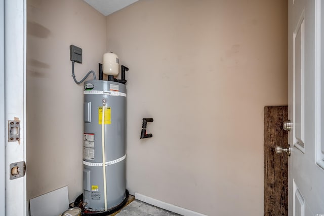 utility room with secured water heater