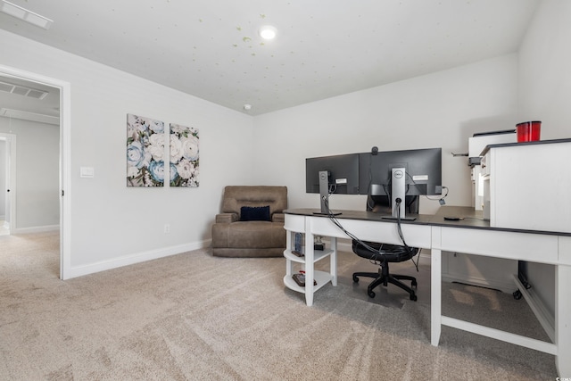 office area with light carpet