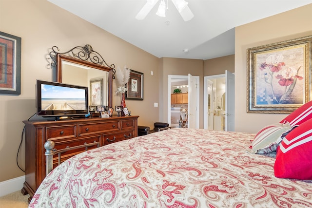 2180 Waterview Dr Unit 634, North Myrtle Beach, SC 29582 - bedroom with ceiling fan and ensuite bath