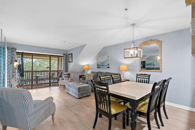 dining room with light hardwood / wood-style floors