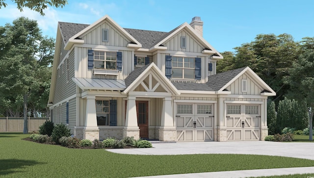 craftsman-style house with a front lawn