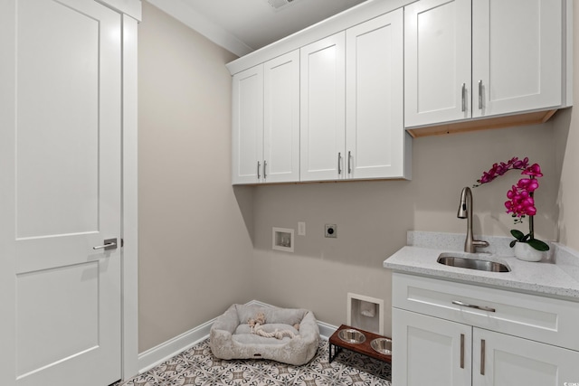 405 N Highland Way, Myrtle Beach, SC 29572 - washroom featuring hookup for an electric dryer, hookup for a washing machine, cabinet space, and baseboards