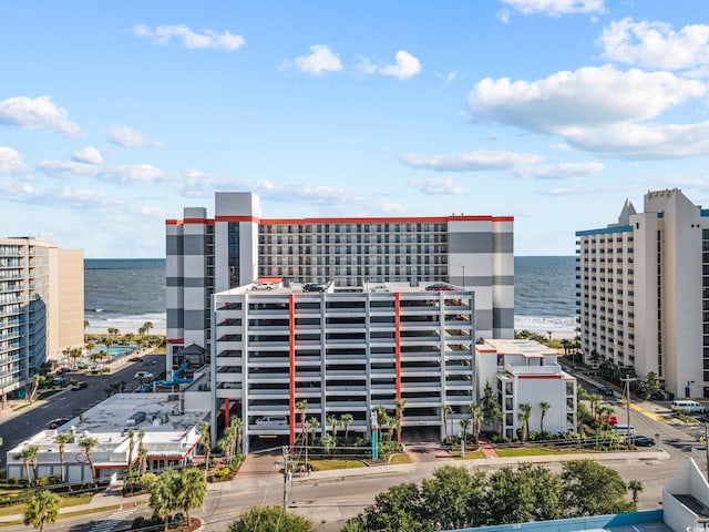 view of building exterior featuring a water view