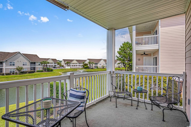 balcony with ceiling fan