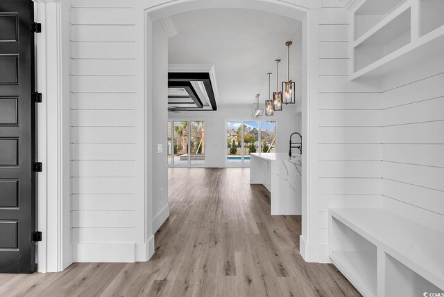 mudroom featuring light hardwood / wood-style floors