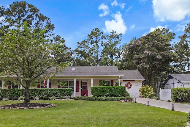 view of front of house with a front lawn