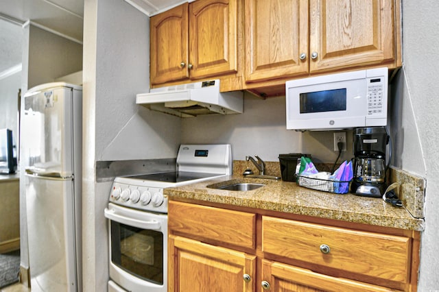 kitchen with white appliances and sink