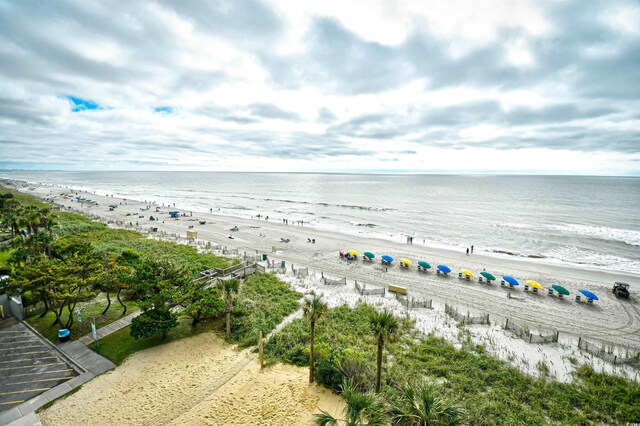 property view of water featuring a view of the beach