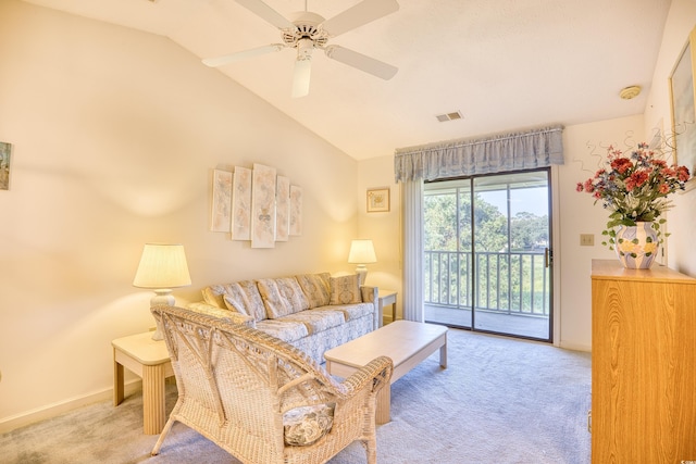 4103 Pinehurst Cir Unit Bb-12, Little River, SC 29566 - carpeted living room featuring lofted ceiling and a ceiling fan