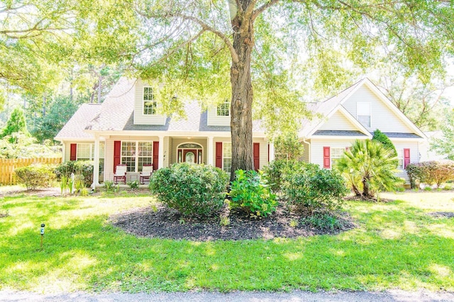 cape cod home with a front yard