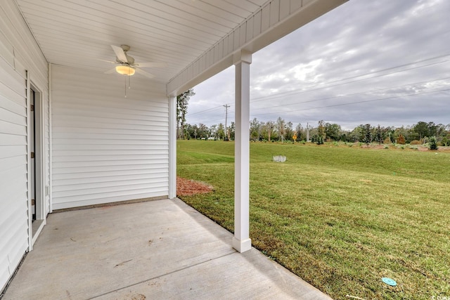 view of patio / terrace featuring ceiling fan