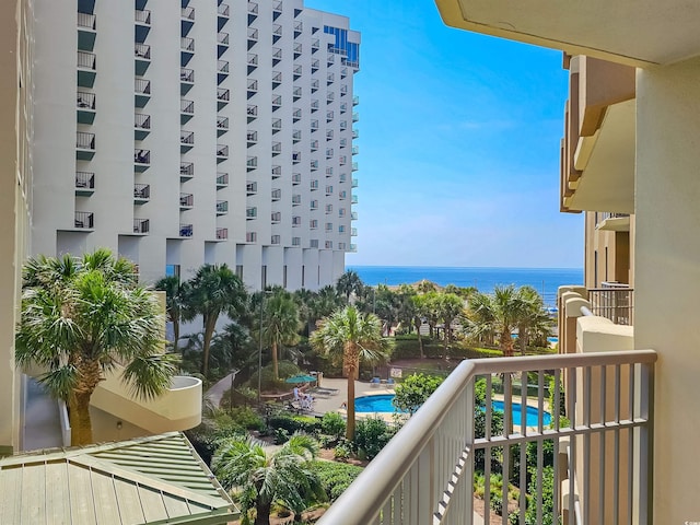 balcony with a water view