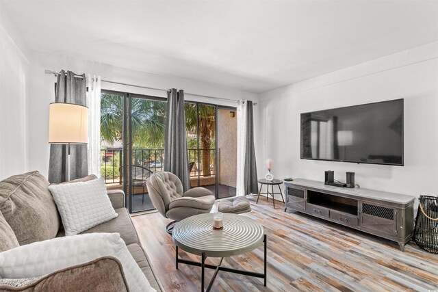 living room featuring light wood-type flooring