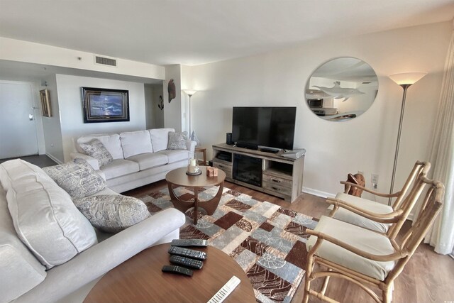 living room featuring light hardwood / wood-style flooring