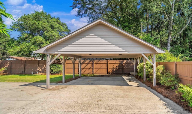 view of parking featuring a carport