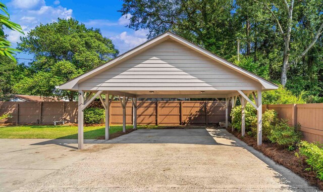 view of parking featuring a carport