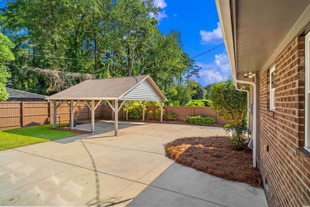 view of patio / terrace featuring a gazebo