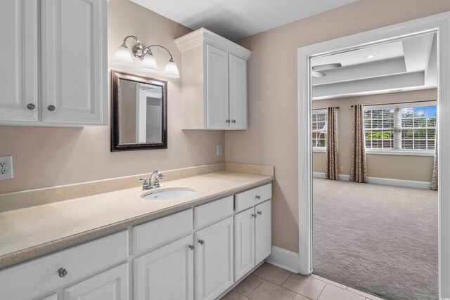 bathroom featuring vanity and tile patterned flooring