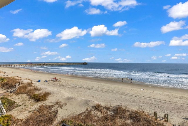 property view of water featuring a view of the beach