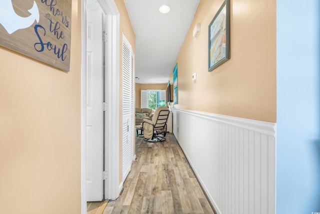 hall featuring light hardwood / wood-style flooring