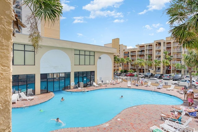 view of pool featuring a patio