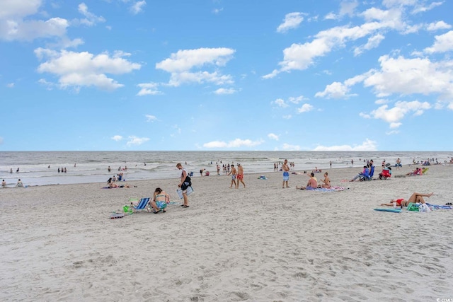 property view of water with a beach view