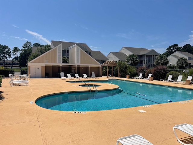 view of pool featuring a patio area