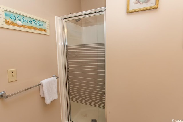 bathroom with a shower stall