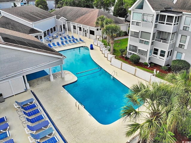 view of pool featuring a patio area