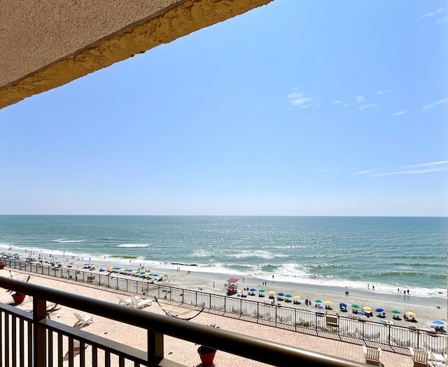 view of water feature featuring a beach view