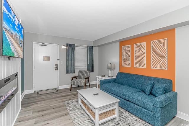 living room featuring light hardwood / wood-style flooring