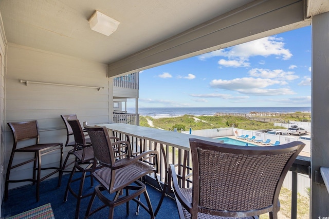 balcony with a water view