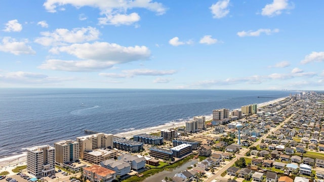 aerial view featuring a water view and a city view