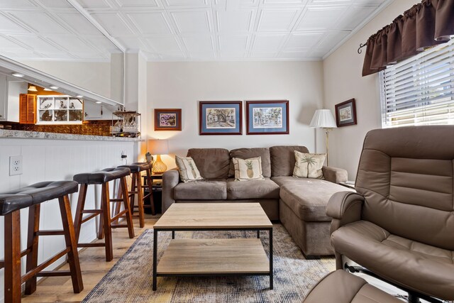 living room featuring light wood-type flooring