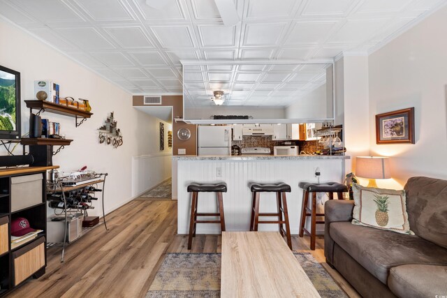 living room with light wood-type flooring