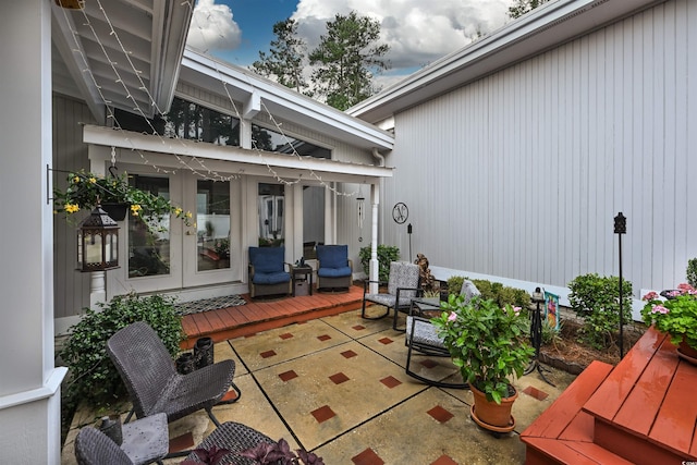 view of patio featuring french doors