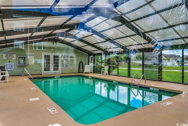 pool with glass enclosure