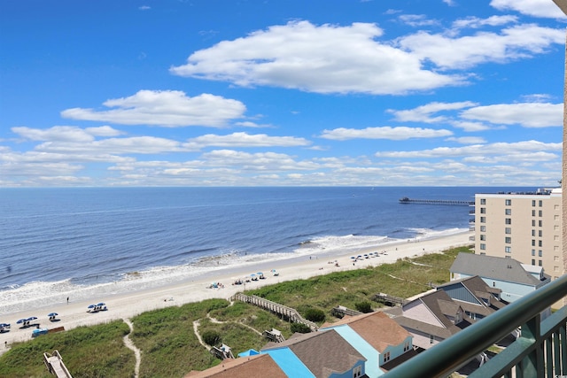 property view of water with a beach view