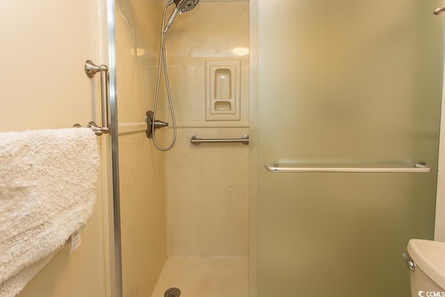 bathroom with toilet and a shower