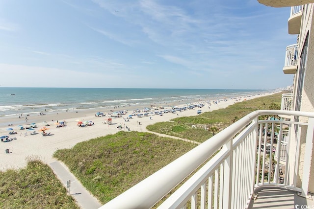 exterior space featuring a view of the beach