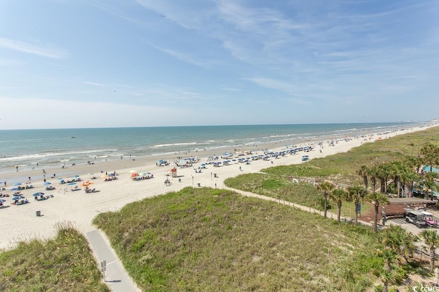 view of water feature featuring a view of the beach