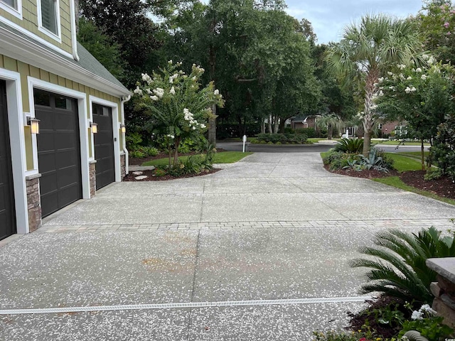 exterior space with a garage