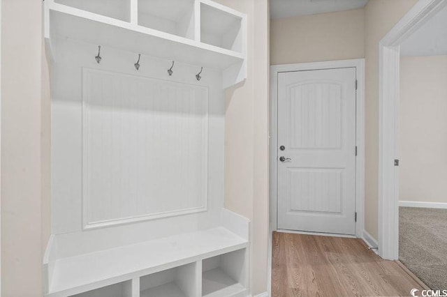 mudroom featuring light hardwood / wood-style flooring