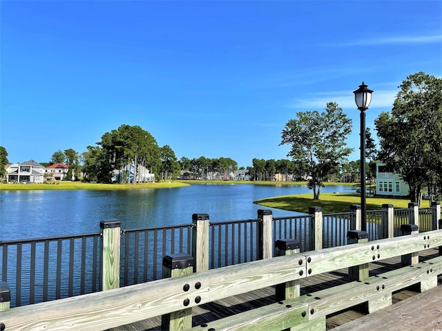 view of dock featuring a water view