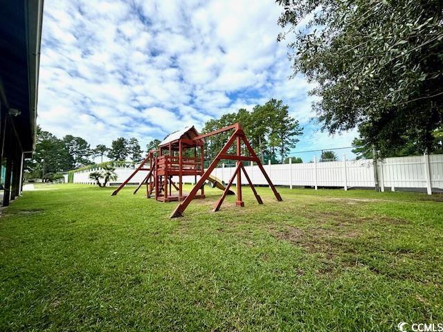 view of yard with a playground